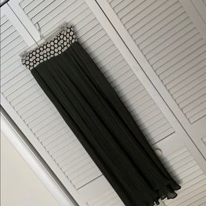 Crystal pleated army green skirt